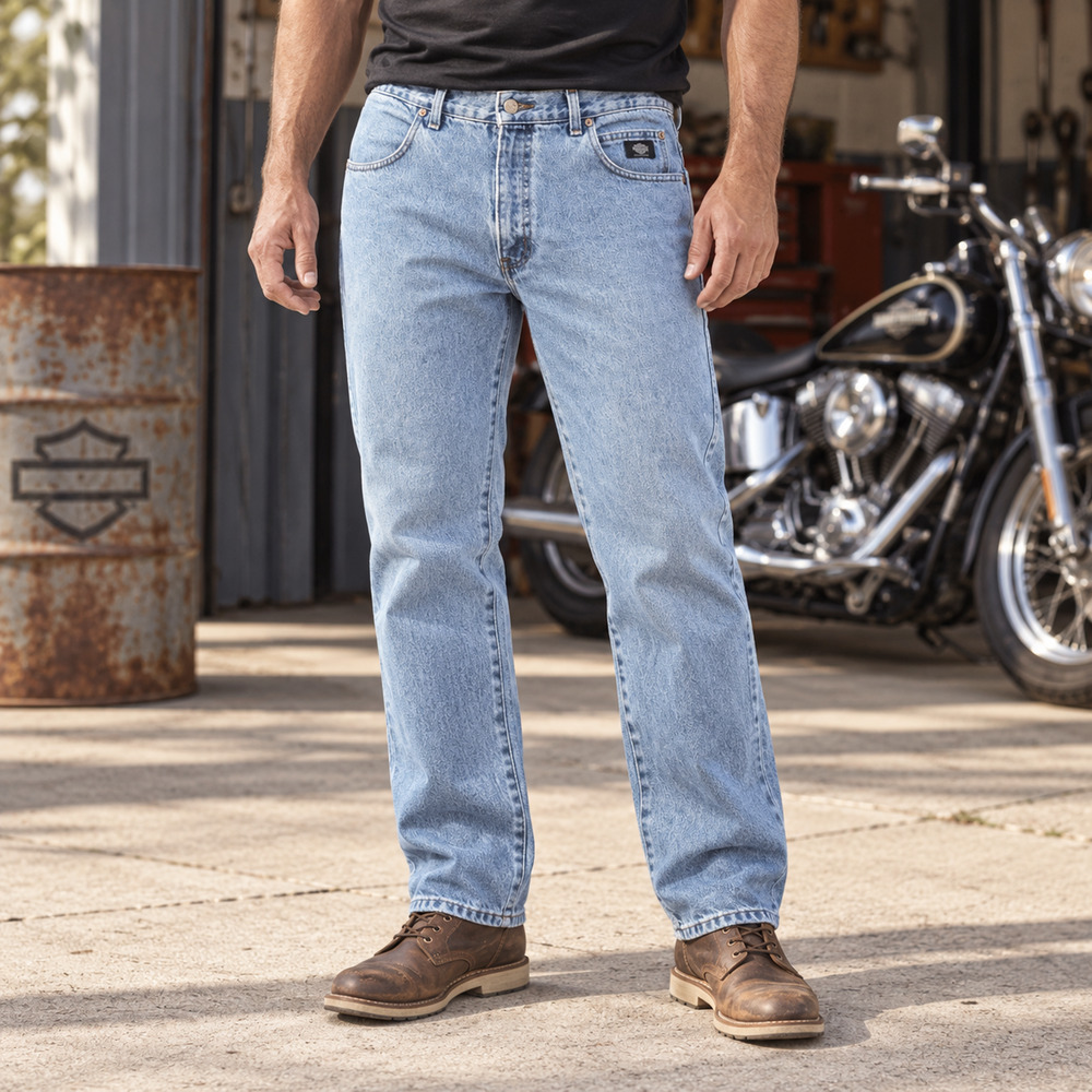 Vintage Harley Davidson Mens Jeans 36x30 USA Light Wash Straight Leg Y2K Faded
